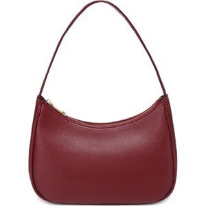 Women Cherry Red Imported Polyester Pu Leather Zipper Closure Mini Tote Handbag